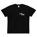 LINKWEED black cotton t-shirt with white graffiti-style logo on the left chest. Standard fit.