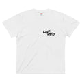 LINKWEED white cotton t-shirt with black graffiti-style logo on the left chest. Standard fit.
